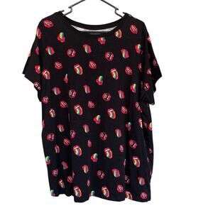 Torrid Womens Classic Fit Lip Print Tee Shirt Plus Size 3 Black Rainbow Tongue